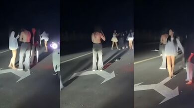 精神小妹午夜霸凌 桥上轮番围殴扒光衣服 猛拽头发拳打脚踢 行径恶劣人神共愤！